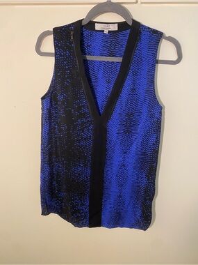 Robert Rodriguez Royal Blue and Black V-Neck Camisole